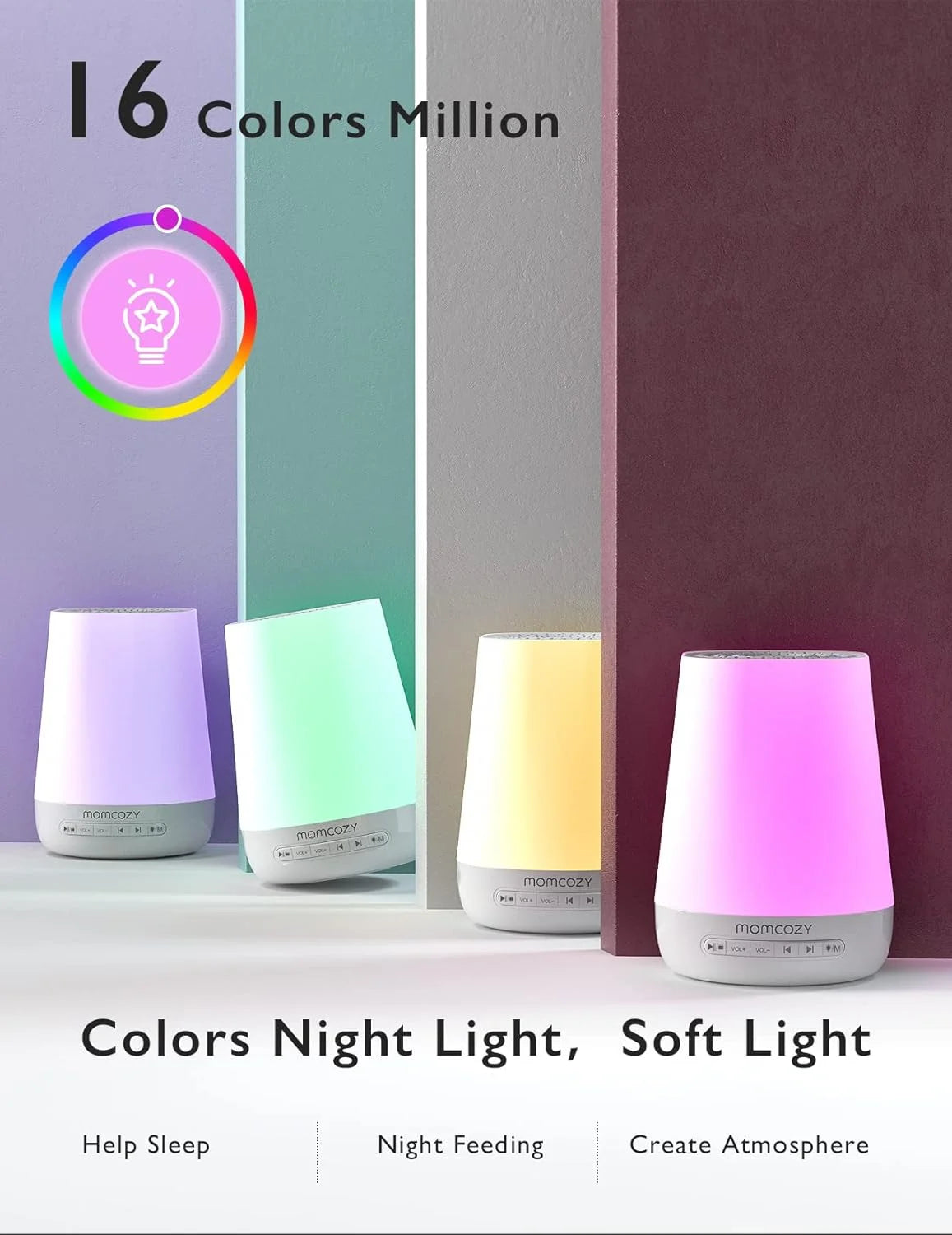 Baby Sound Machine with Rest Night Light