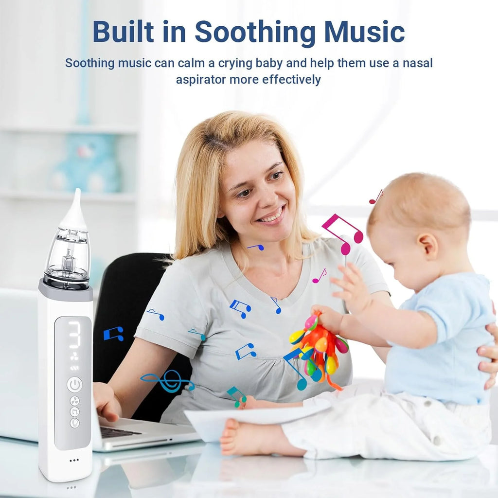 Baby Nasal Aspirator, Baby Nose Sucker, Electric Nose Aspirator for Toddler, Automatic Baby Nose Cleaner with 3 Suction Level & Music & Light