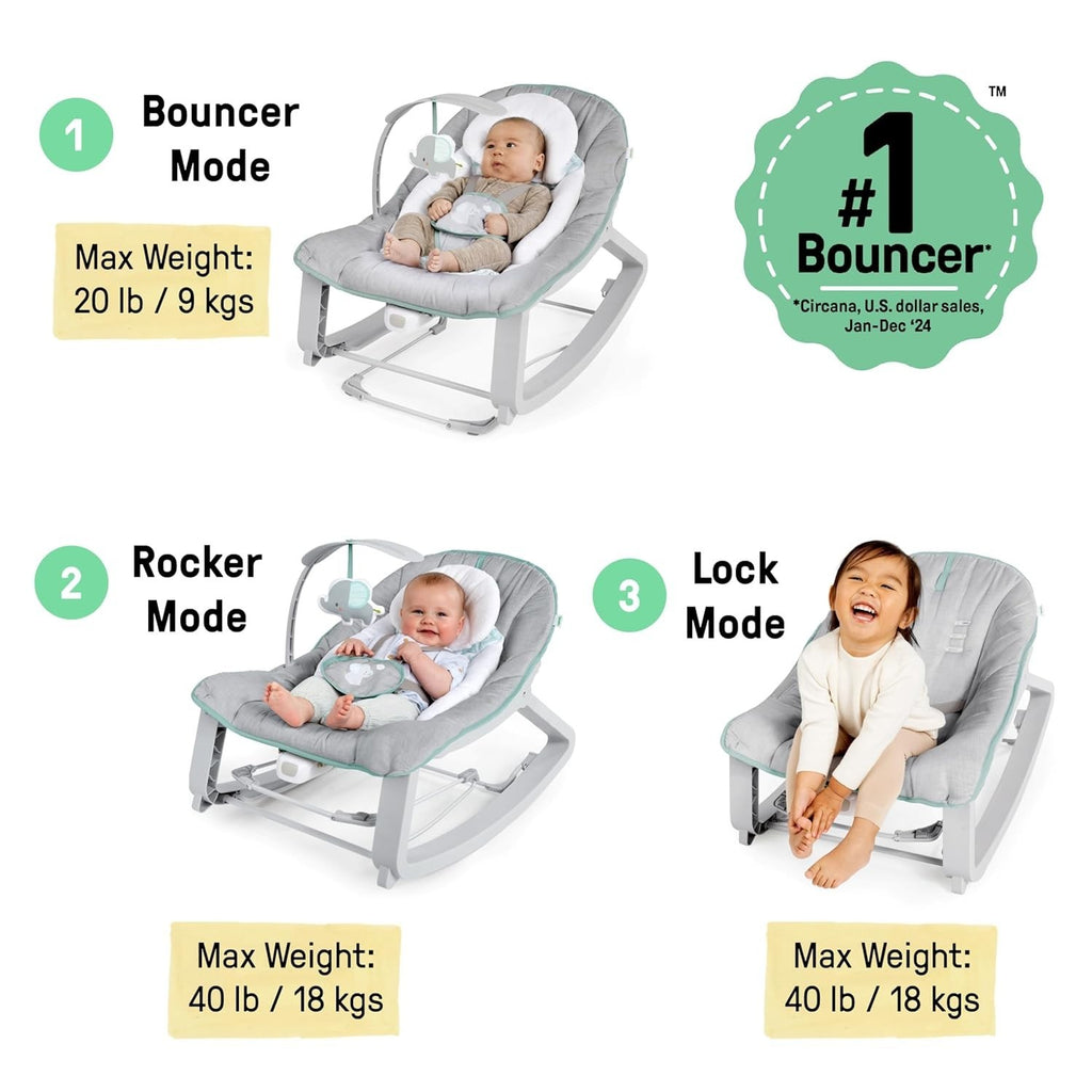 Ingenuity Keep Cozy 3-In-1 Grow with Me Vibrating Baby Bouncer, Seat & Infant To
