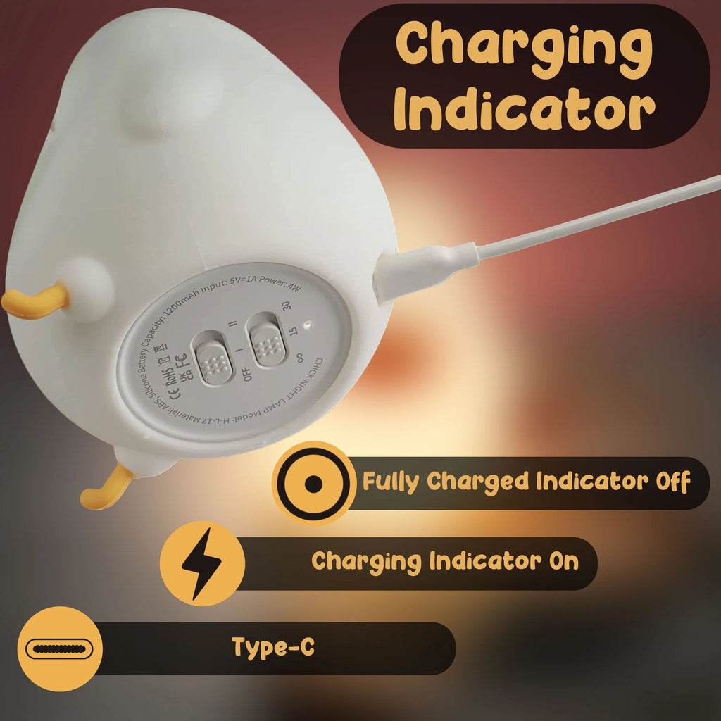 Kids Night Light – Baby Chick Night Light for Nursery Decor, Kids Bedroom – Cute Night Light Lamp for Boys, Girls – Silicone Nursery Lamp – Dimmable Battery Powered Chick Lamp