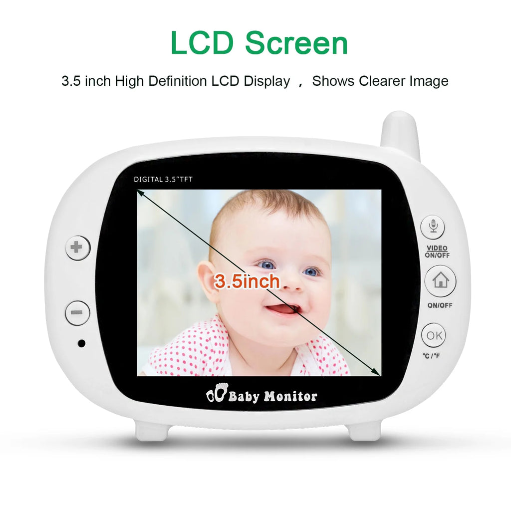3.5" Audio Video Baby Monitor, Night Vision Safety Viewer