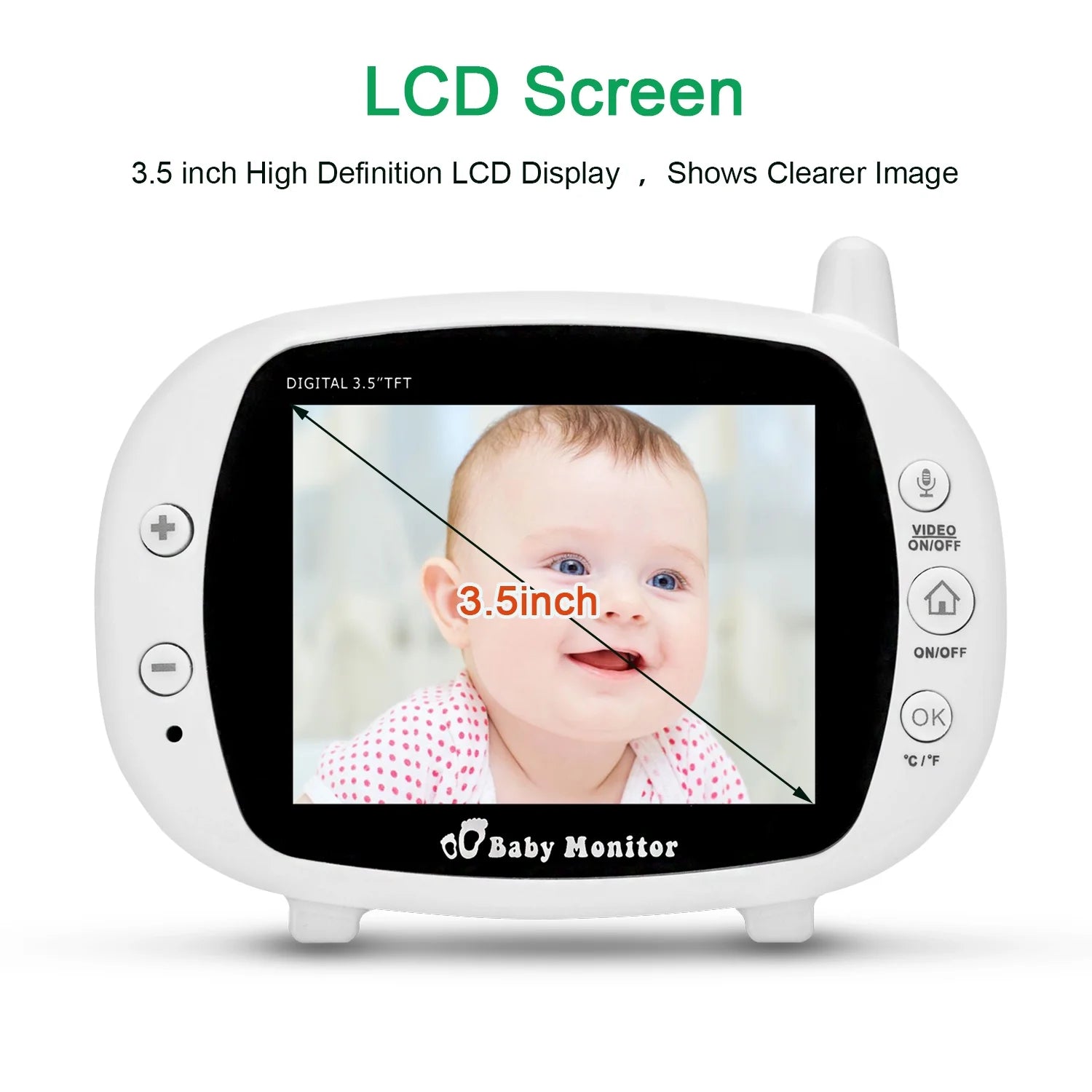 3.5" Audio Video Baby Monitor, Night Vision Safety Viewer