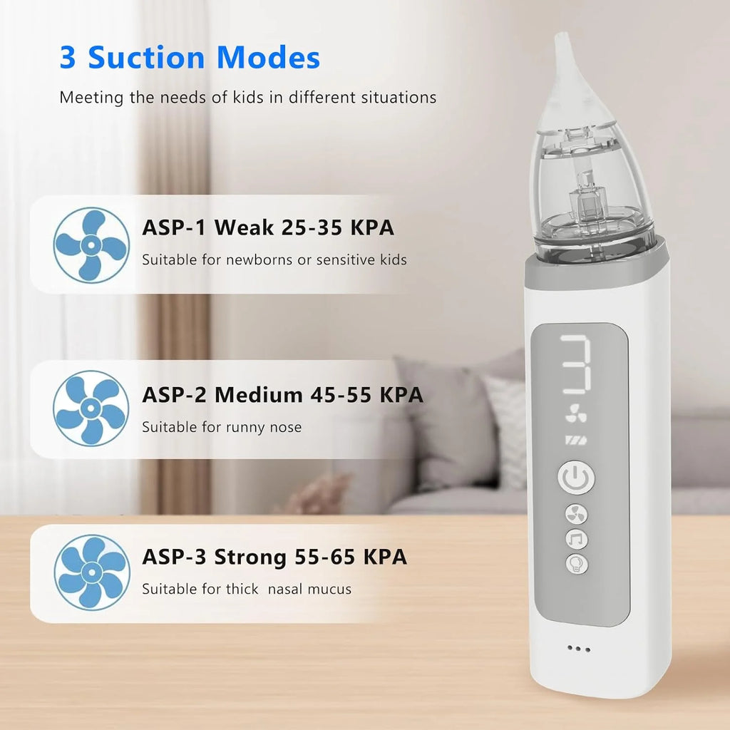 Baby Nasal Aspirator, Baby Nose Sucker, Electric Nose Aspirator for Toddler, Automatic Baby Nose Cleaner with 3 Suction Level & Music & Light