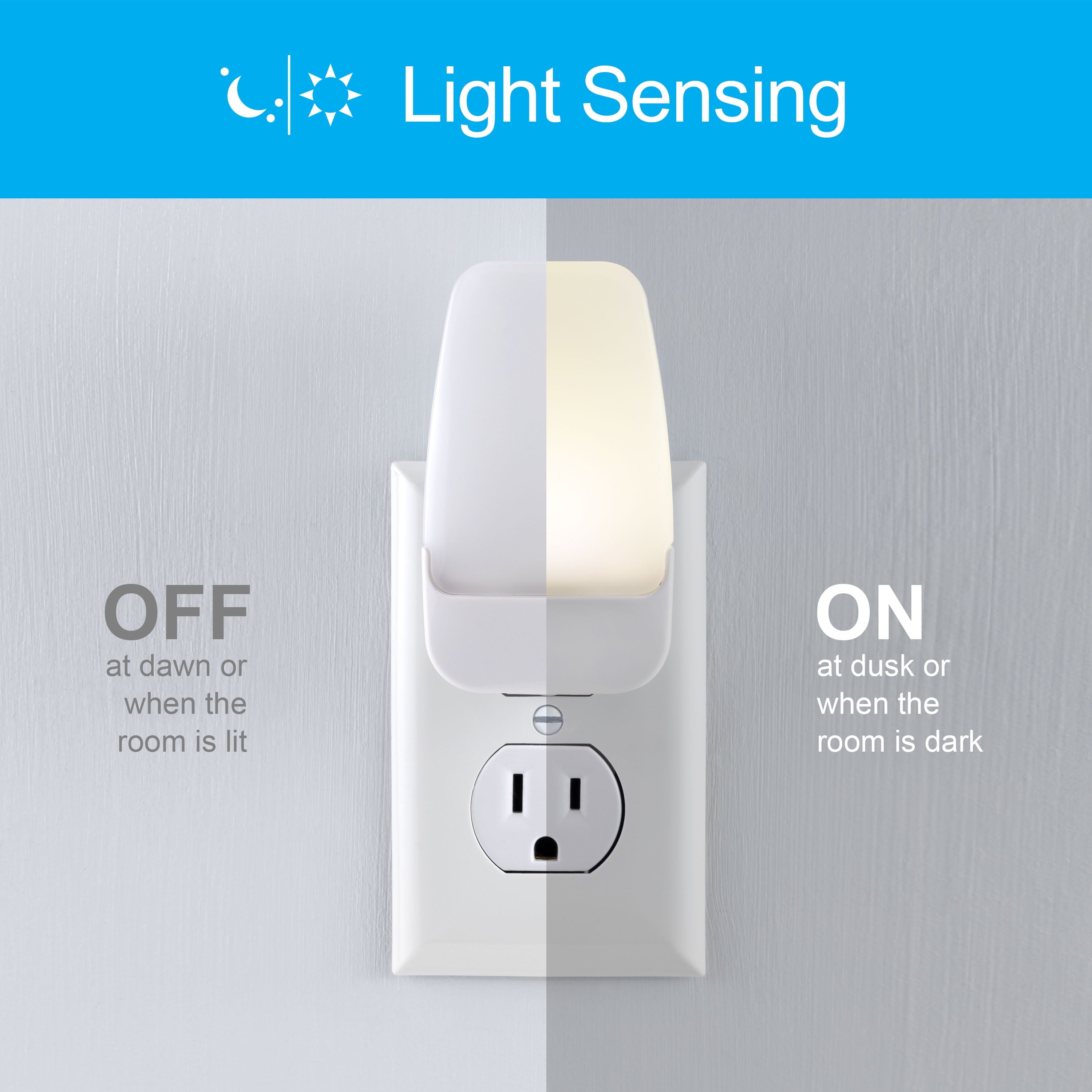 Automatic LED Plug-In Night Light, Light Sensing, 5 In, 2-Pack