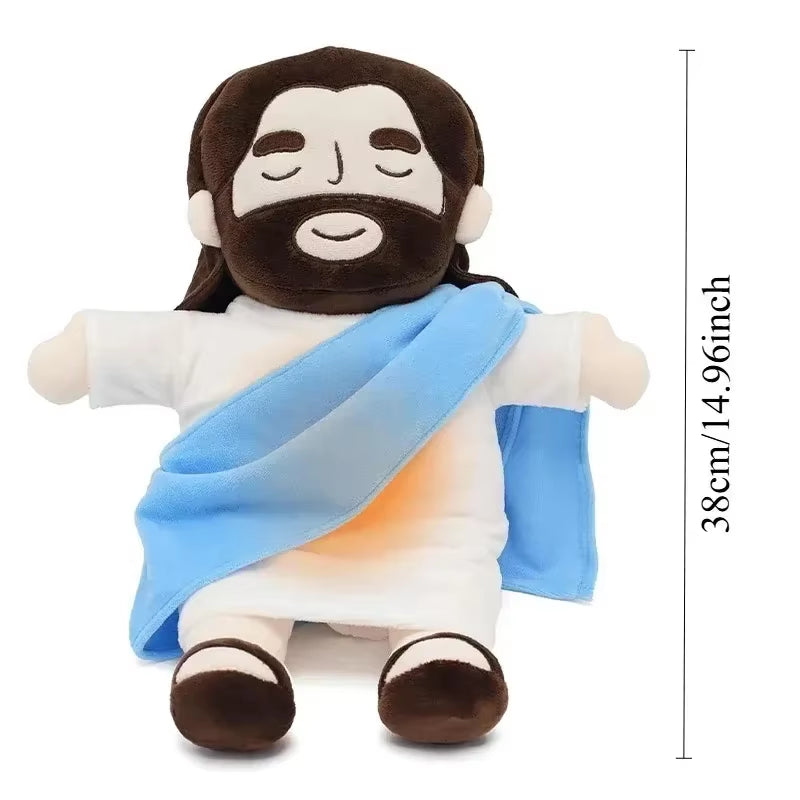 40CM Breathing Jesus Soothe Plush Toy for Kids Soft Soothing Jesus Plushies Comforting Jesus Heart Toy Easter Christmas Gifts