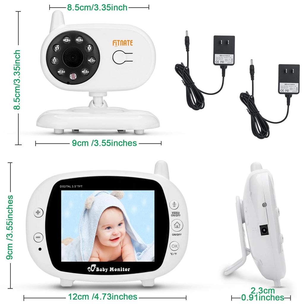 3.5" Audio Video Baby Monitor, Night Vision Safety Viewer