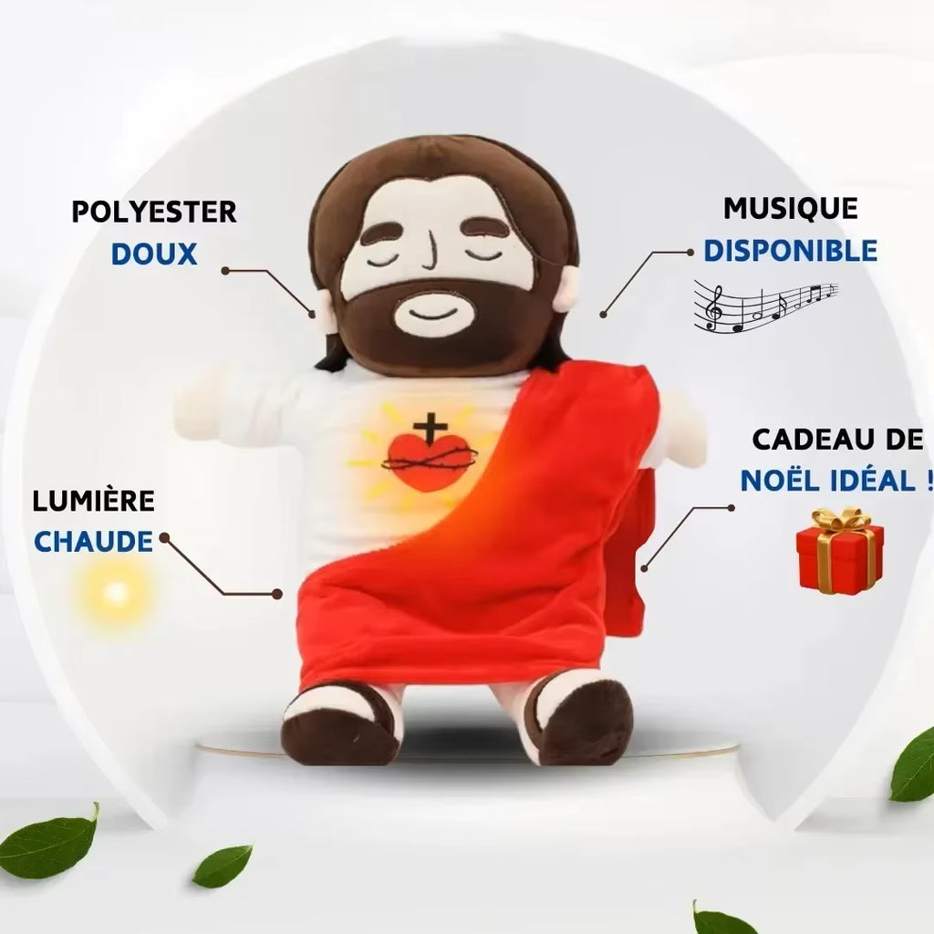 40CM Breathing Jesus Soothe Plush Toy for Kids Soft Soothing Jesus Plushies Comforting Jesus Heart Toy Easter Christmas Gifts