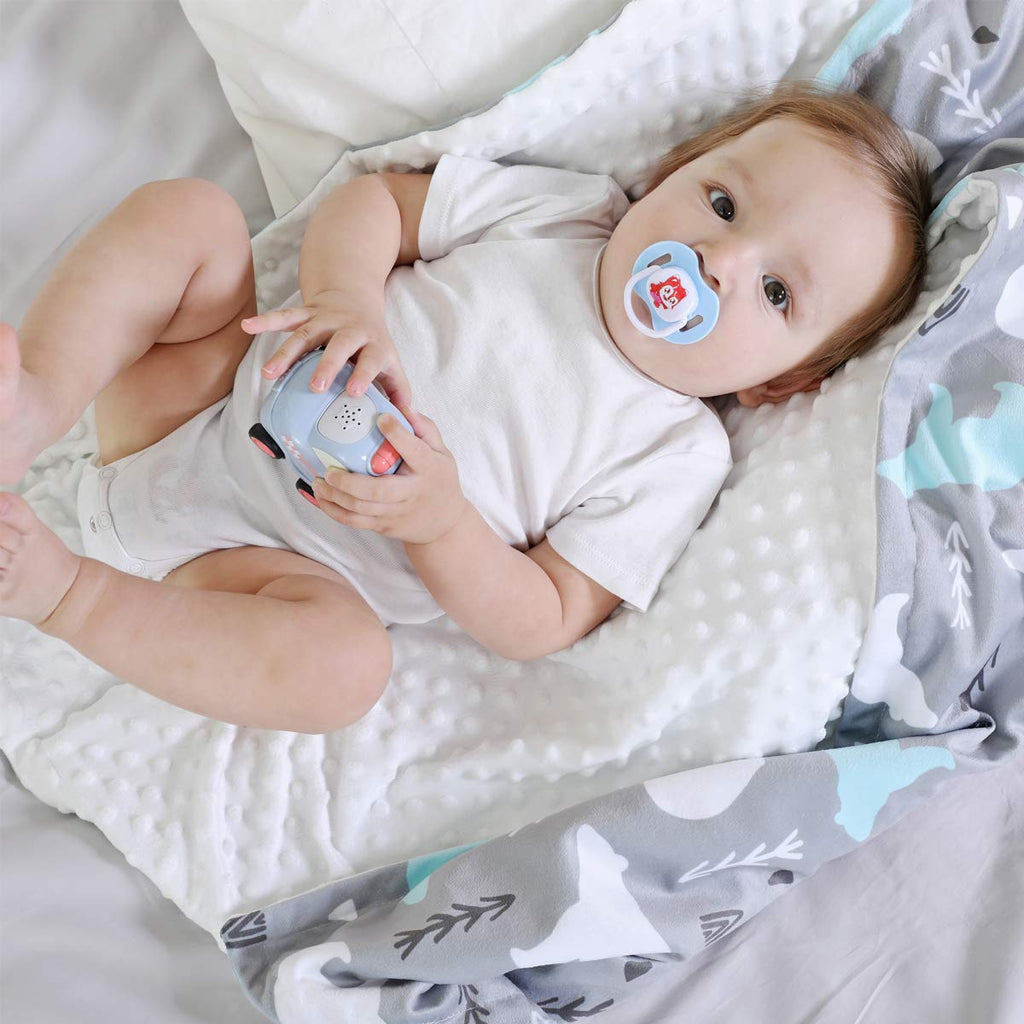 Baby Blanket for Boys Girls Baby Blankets Newborn,Super Soft Comfy,Patterned Minky with Double Layer,Dotted Backing, 30 X 40 Inch,Bears