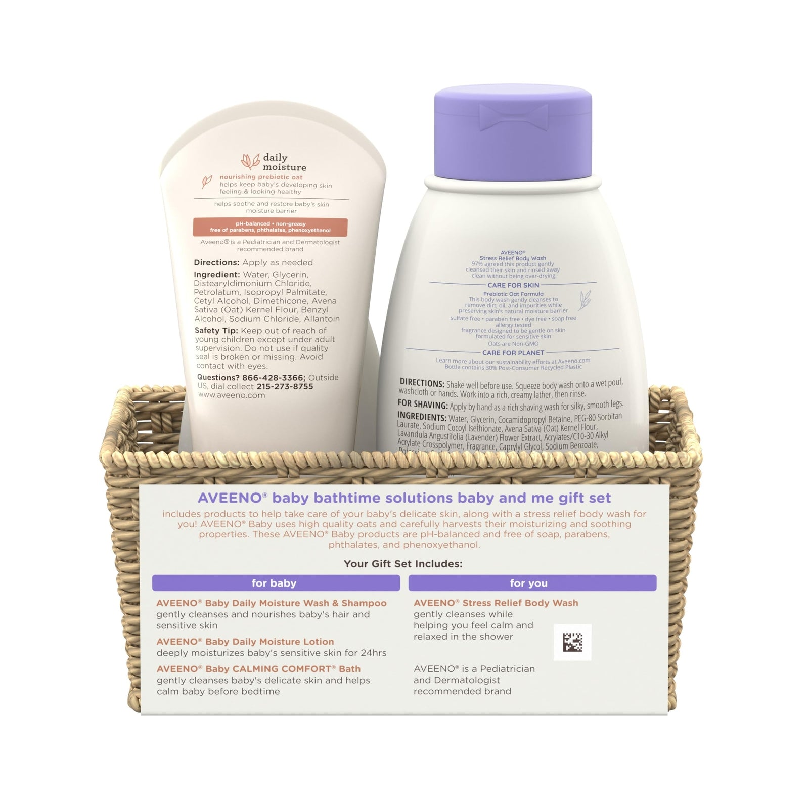 Aveeno Baby Daily Bathtime Solutions Gift Set with Moisture Lotion and Wash